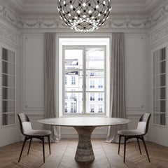 Travertino Silver Refined Contemporary Marble Low Round Table 27/100