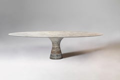 Travertino Silver Refined Contemporary Marble Oval Table 130/27