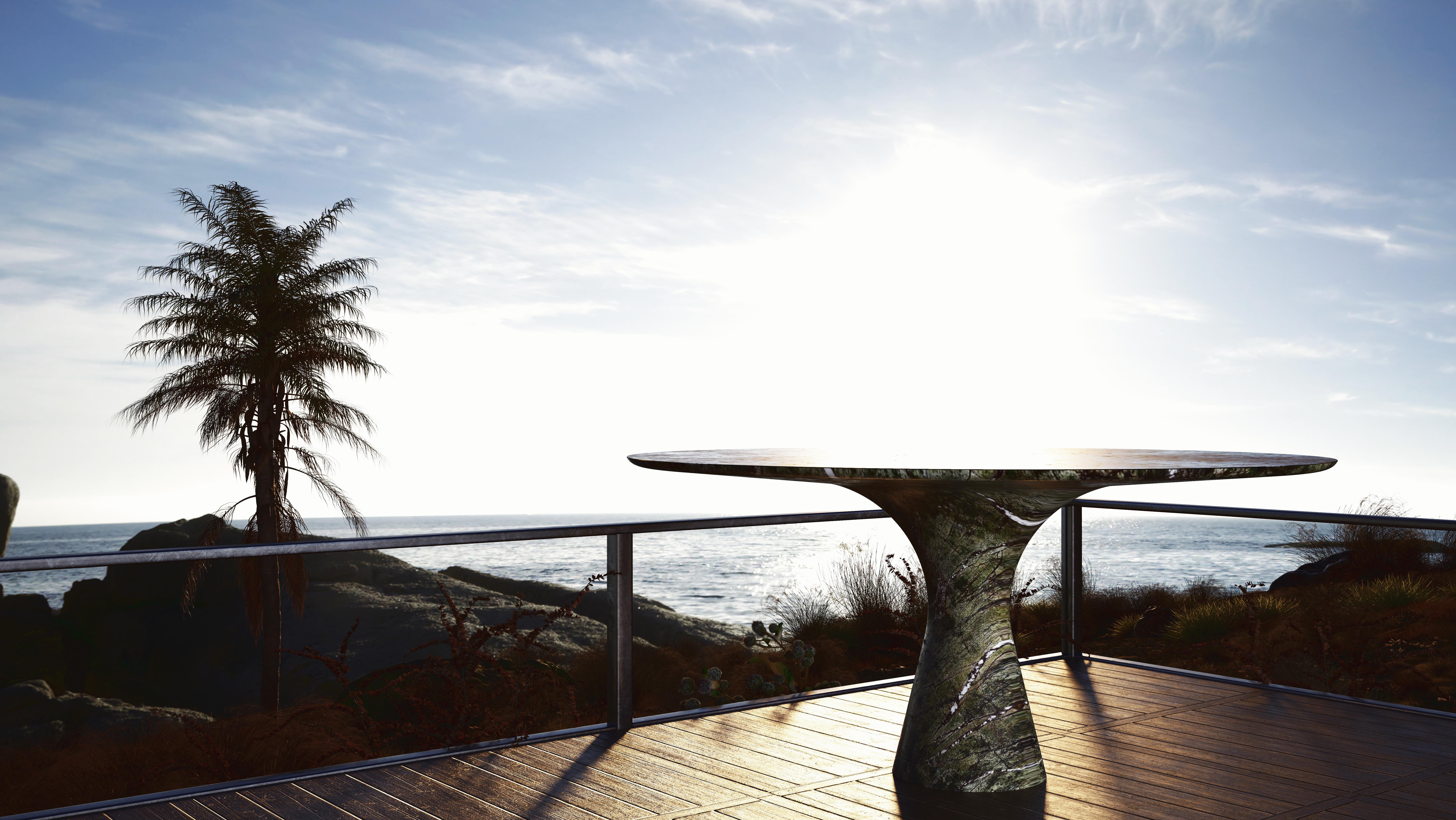 Table ovale en marbre contemporain Travertino Silver Refined 210/75 en vente 2