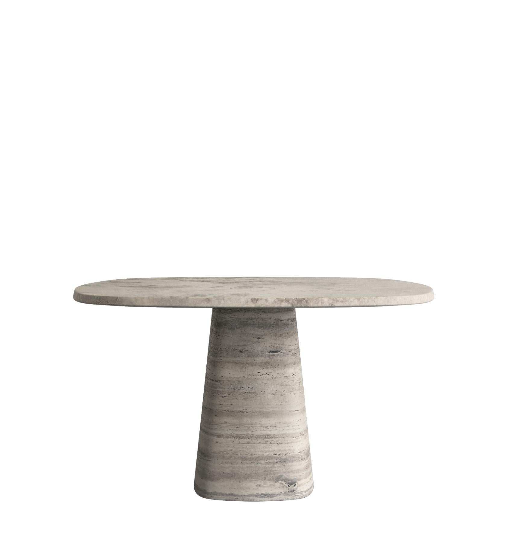 Post-Modern Travertino Silver Wedge Table by Marmi Serafini For Sale