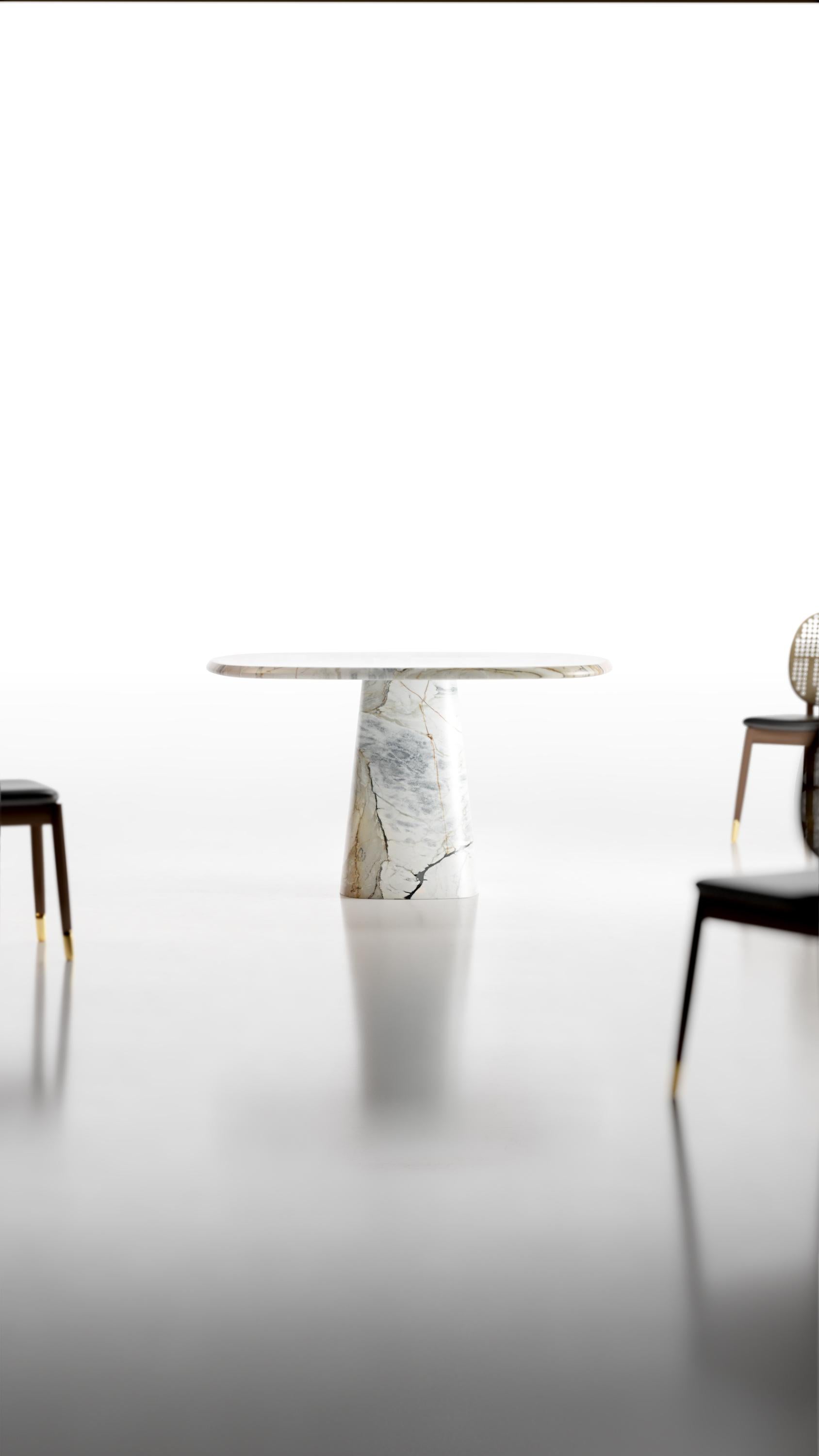 Contemporary Travertino Silver Wedge Table by Marmi Serafini For Sale