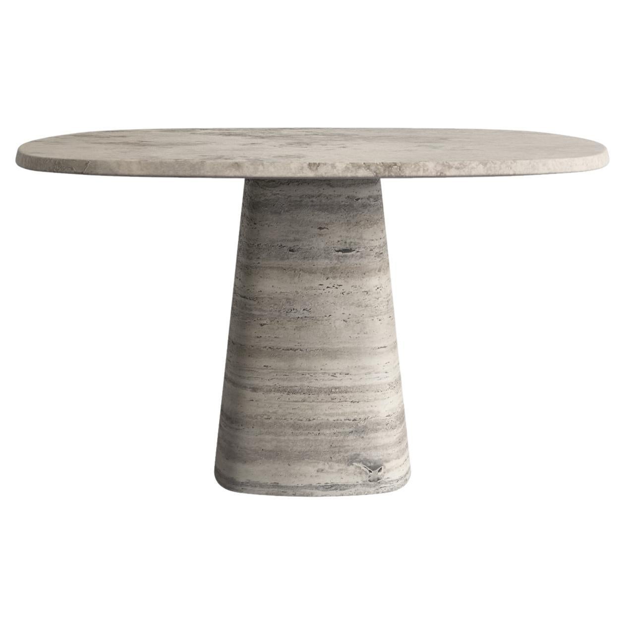 Travertino Silver Wedge Table by Marmi Serafini For Sale