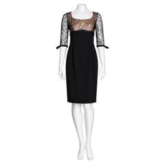 Travilla 1960 Vintage Black Cocktail Dress Illusion Lace Taglia 8