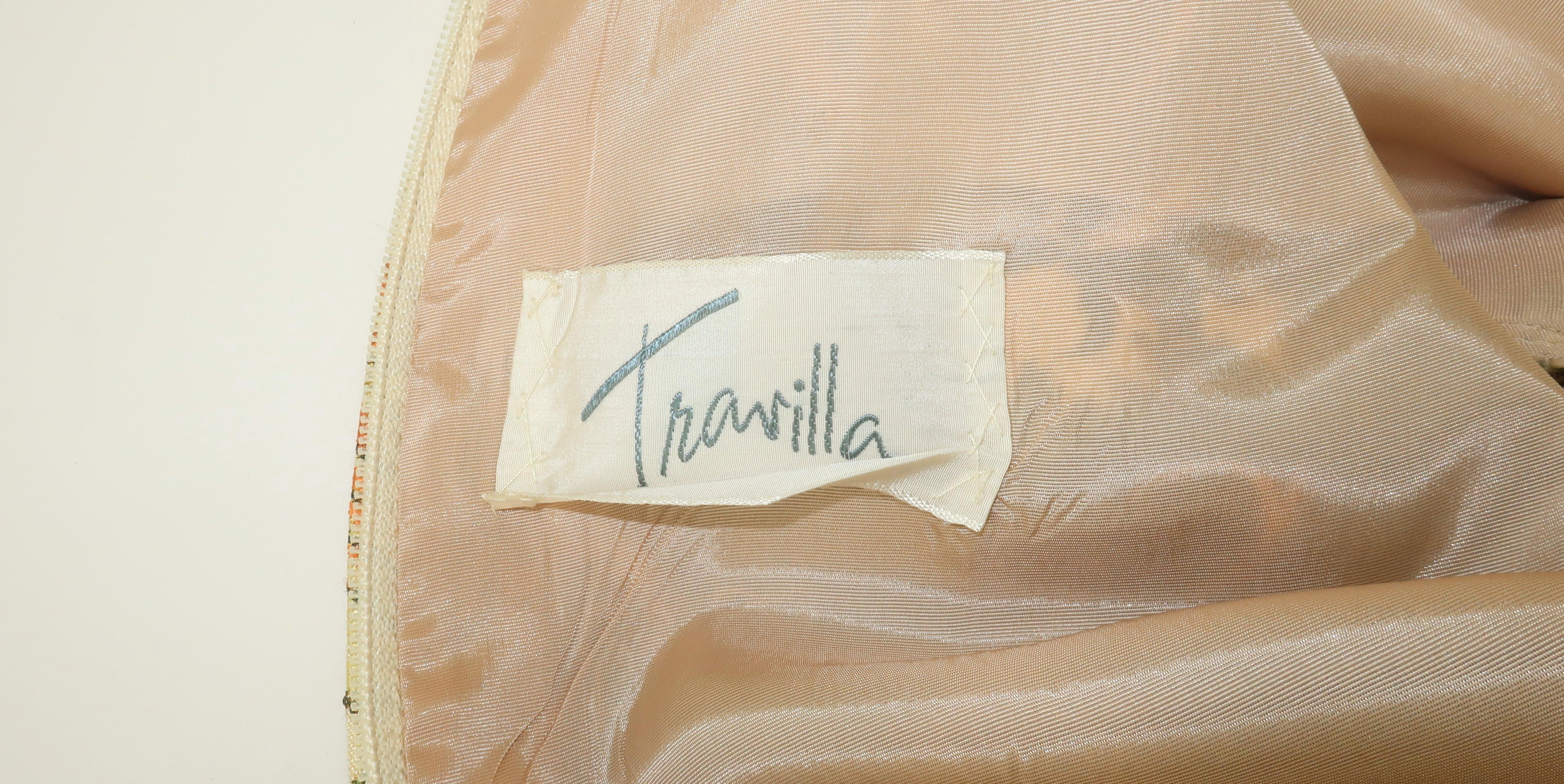 Travilla Brocade Dress With Velvet Bow Belt, 1950’s 9