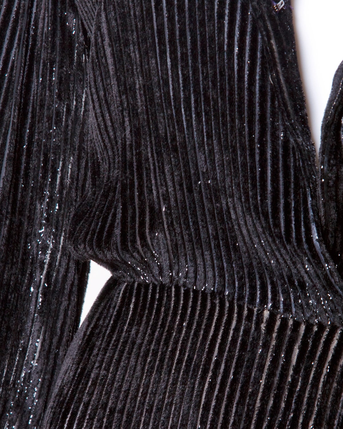Travilla for I. Magnin Vintage Black Silk Velvet Cocktail Dress For Sale 1