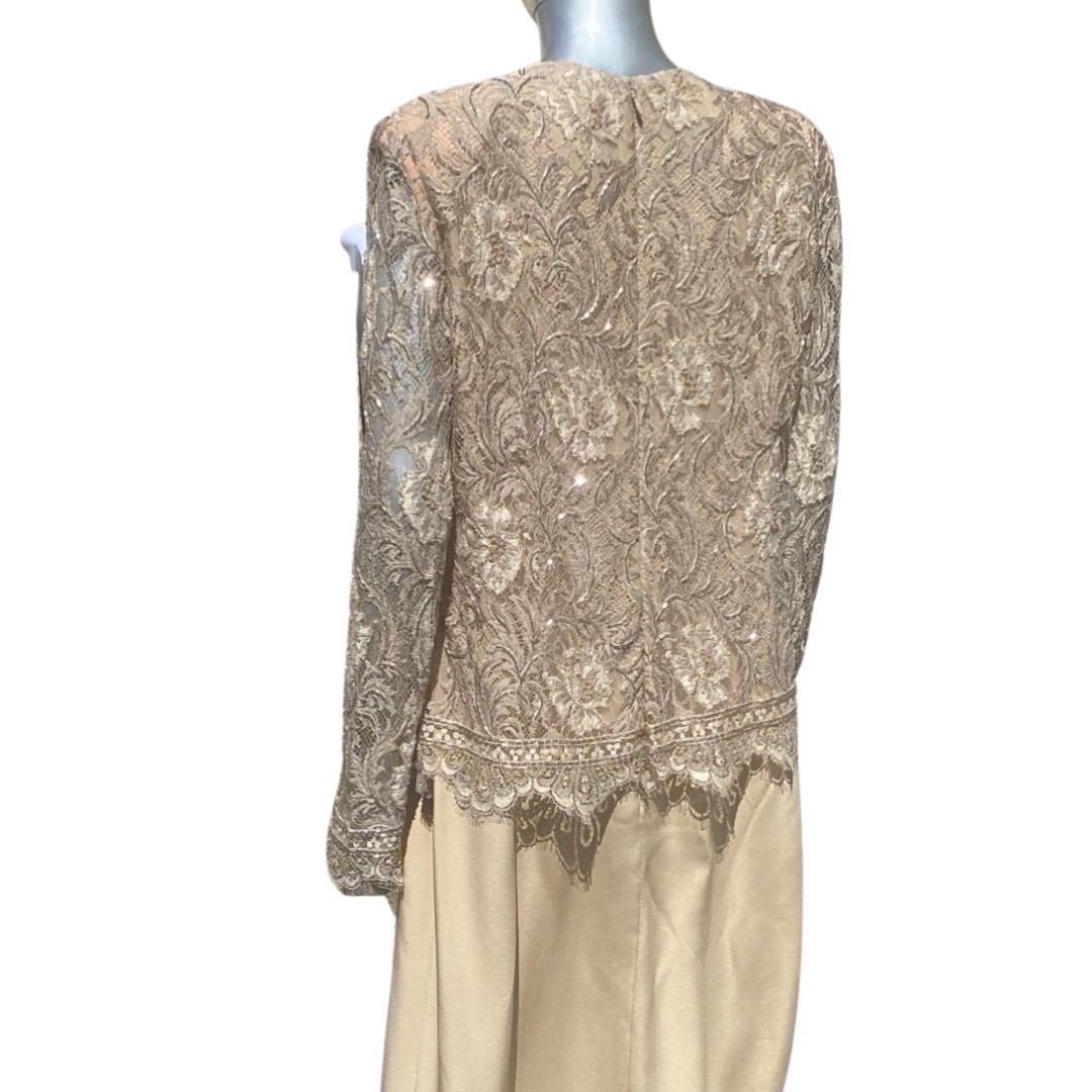 Travilla for Saks Fifth Ave Beverly Hills Beaded Lace and Silk Gown Size 16 NWOT For Sale 5
