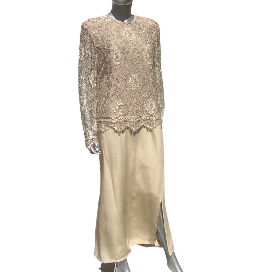 Travilla for Saks Fifth Ave Beverly Hills Beaded Lace and Silk Gown Size 16 NWOT For Sale 7