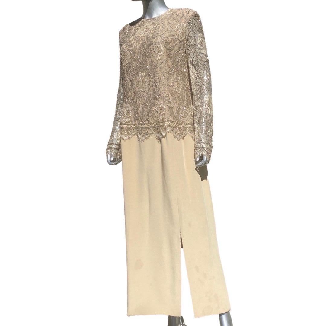 Travilla for Saks Fifth Ave Beverly Hills Beaded Lace and Silk Gown Size 16 NWOT For Sale 8