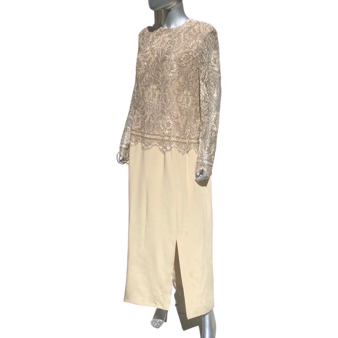 Travilla for Saks Fifth Ave Beverly Hills Beaded Lace and Silk Gown Size 16 NWOT For Sale 9