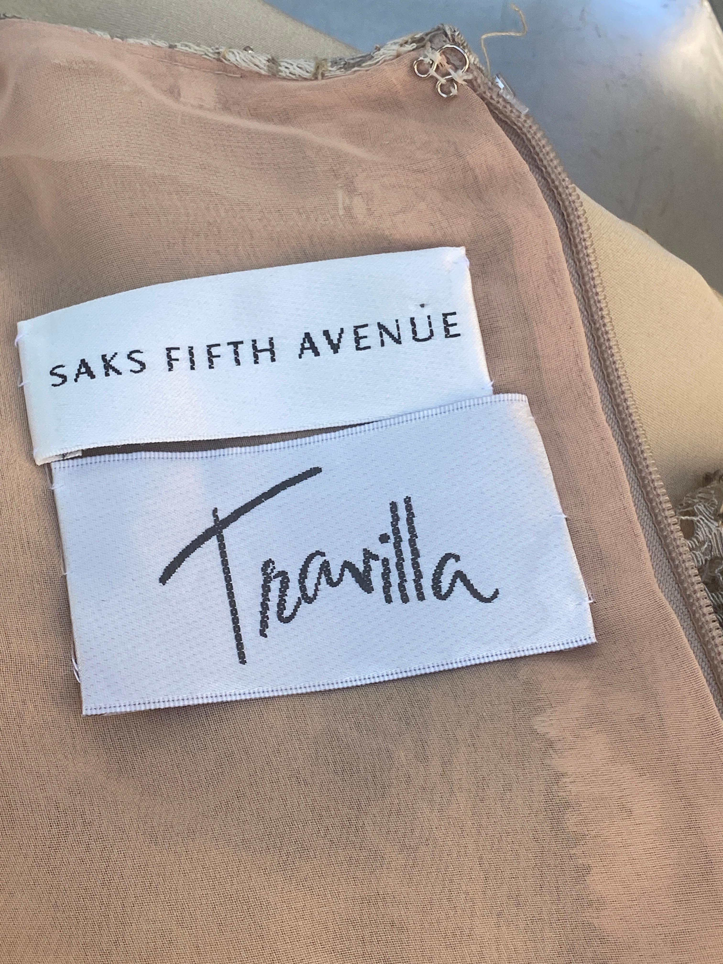 Travilla for Saks Fifth Ave Beverly Hills Beaded Lace and Silk Gown Size 16 NWOT For Sale 13