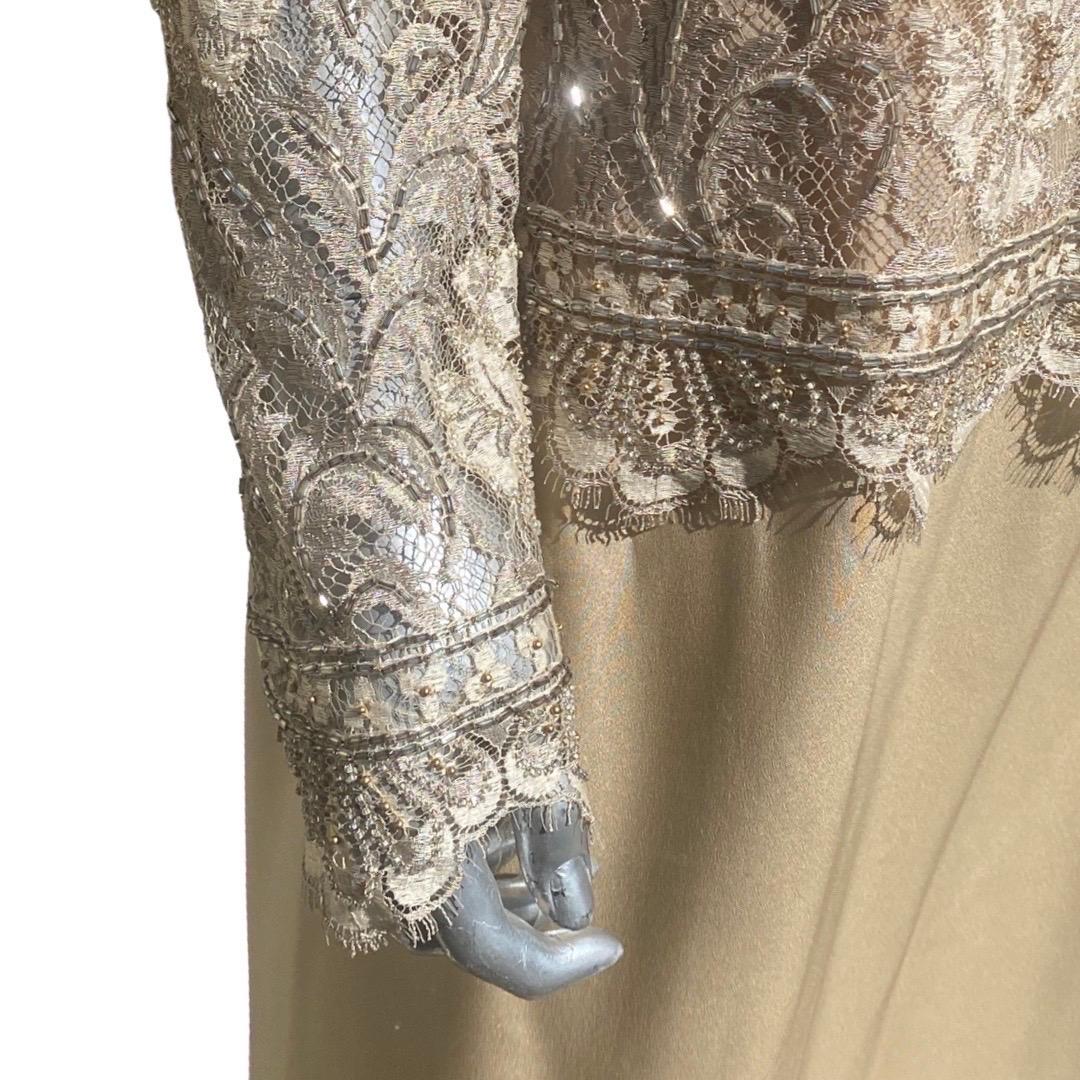 Travilla for Saks Fifth Ave Beverly Hills Beaded Lace and Silk Gown Size 16 NWOT For Sale 4