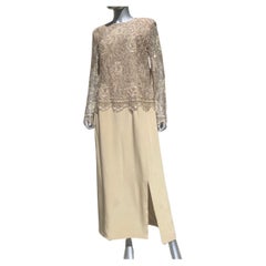 Travilla para Saks Fifth Ave Beverly Hills Vestido de encaje y seda con cuentas Talla 16 NWOT