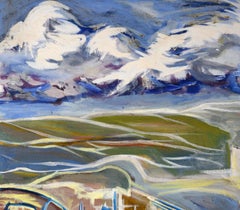 Golden Highway - Futuristic Cityscape in Oil on Canvas