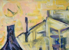 The "Visions of the Metropolis #1" Spheres in Downtown Original Oil on Canvas 1996
