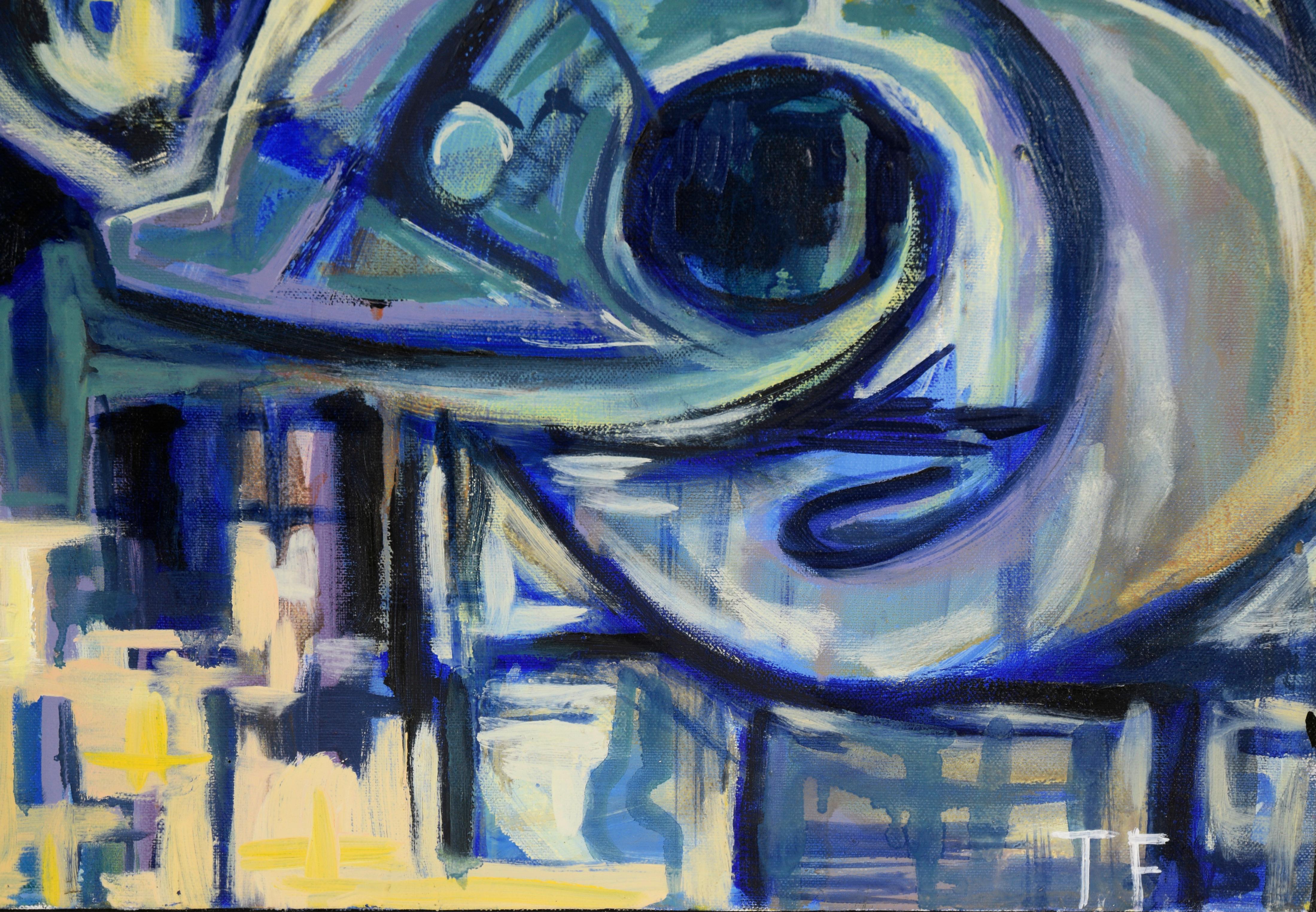 „Visions of the Metropolis #1“ Kugeln in Downtown Original Öl auf Leinwand 1996 im Angebot 2