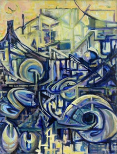"Visions of the Metropolis #1" Sfere a Downtown Olio originale su tela 1996