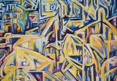 "Visioni della metropoli #4" - Olio originale surrealista su tela 1996