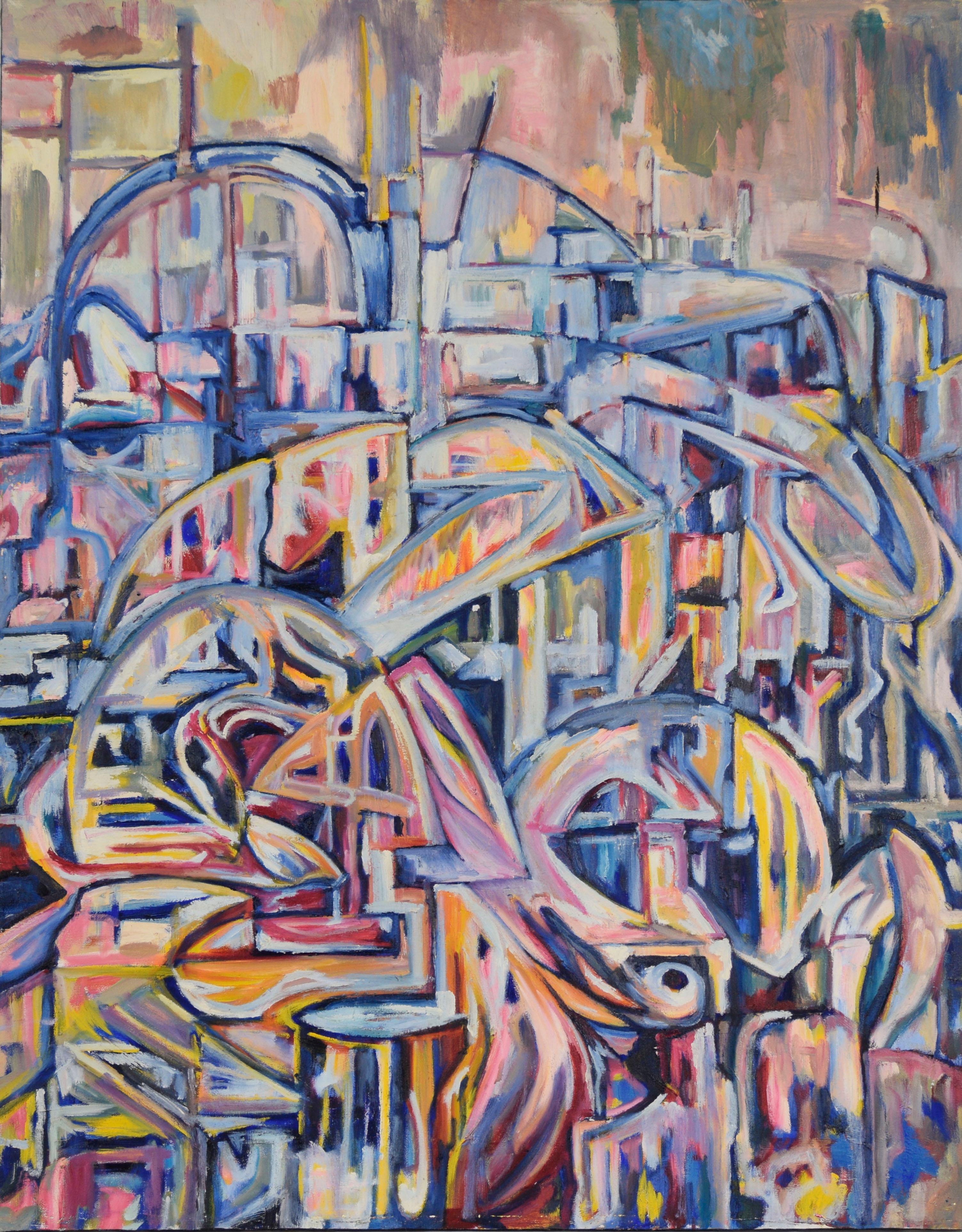 "Visioni della metropoli" - Olio originale su tela