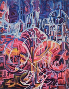 "Visioni della metropoli" - Originale surrealista, olio su tela