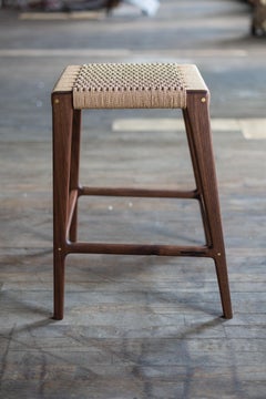 Travis Modern Backless Stool with Woven Danish Cord Seat