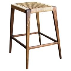 Travis Modern Backless Stool with Woven Danish Cord Seat