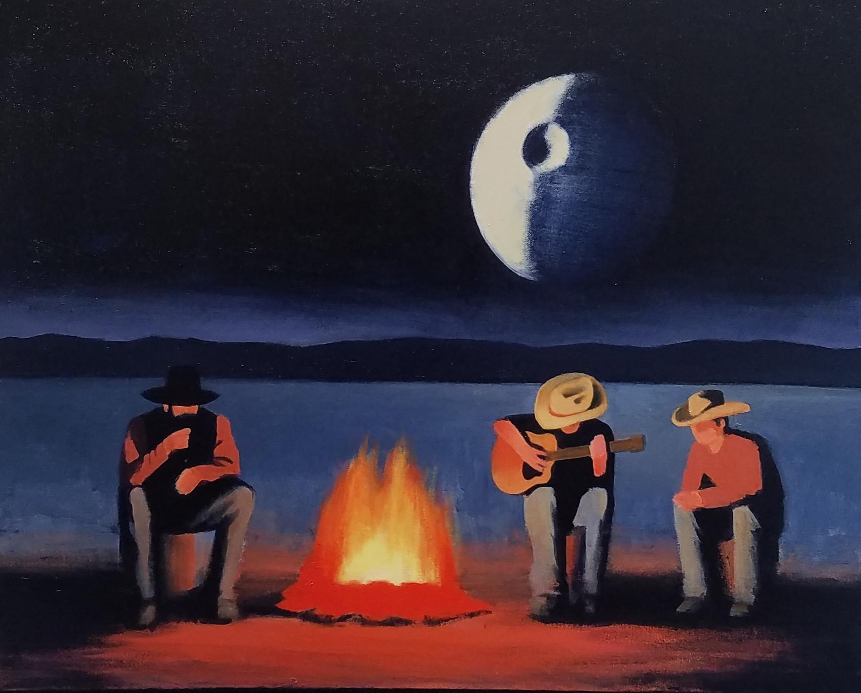 Travis Walker Figurative Painting - Death Star Cowboys #3