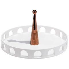 06:45 _ White Ceramic and Copper Details Handcrafted Round Tray