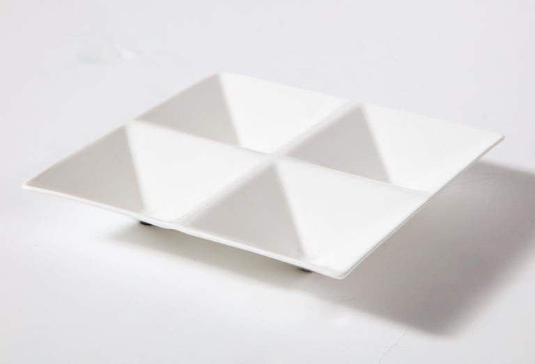 Hand-Crafted Tray, Arabia, Finland, White Porcelain, Scandinavian, Contemporary, in Stock For Sale
