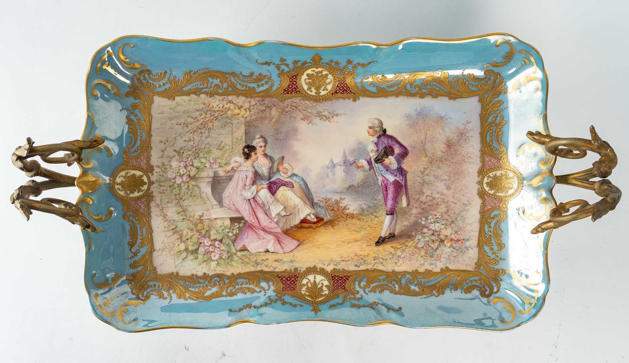 Tray, Centerpiece in Sèvres Porcelain In Good Condition In Saint-Ouen, FR