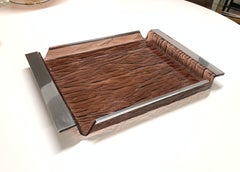 Tray Centrepiece Ice Effect Tray, Lucite Chrome Willy Rizzo Style, Italy, 1970s