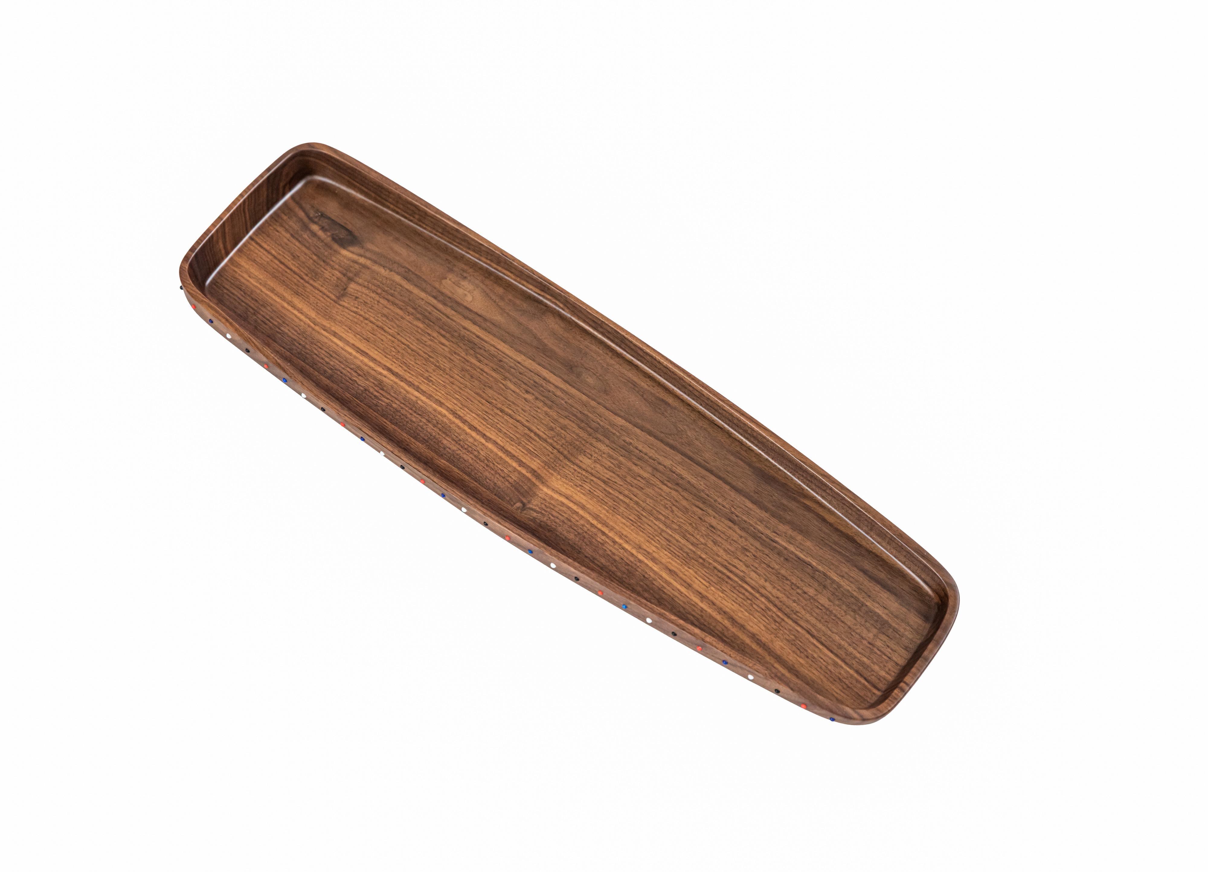 Kenyan Wooden serving tray of decorative walnut wood from the SoShiro Pok collection For Sale
