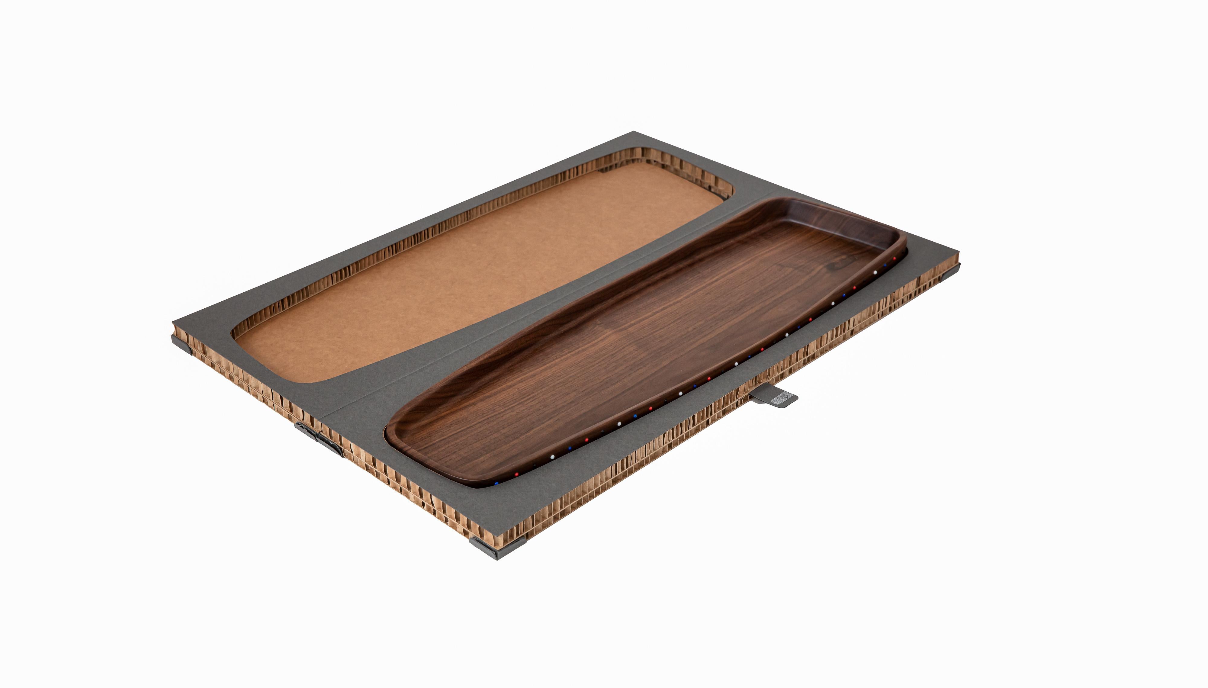 Contemporary Wooden serving tray of decorative walnut wood from the SoShiro Pok collection For Sale