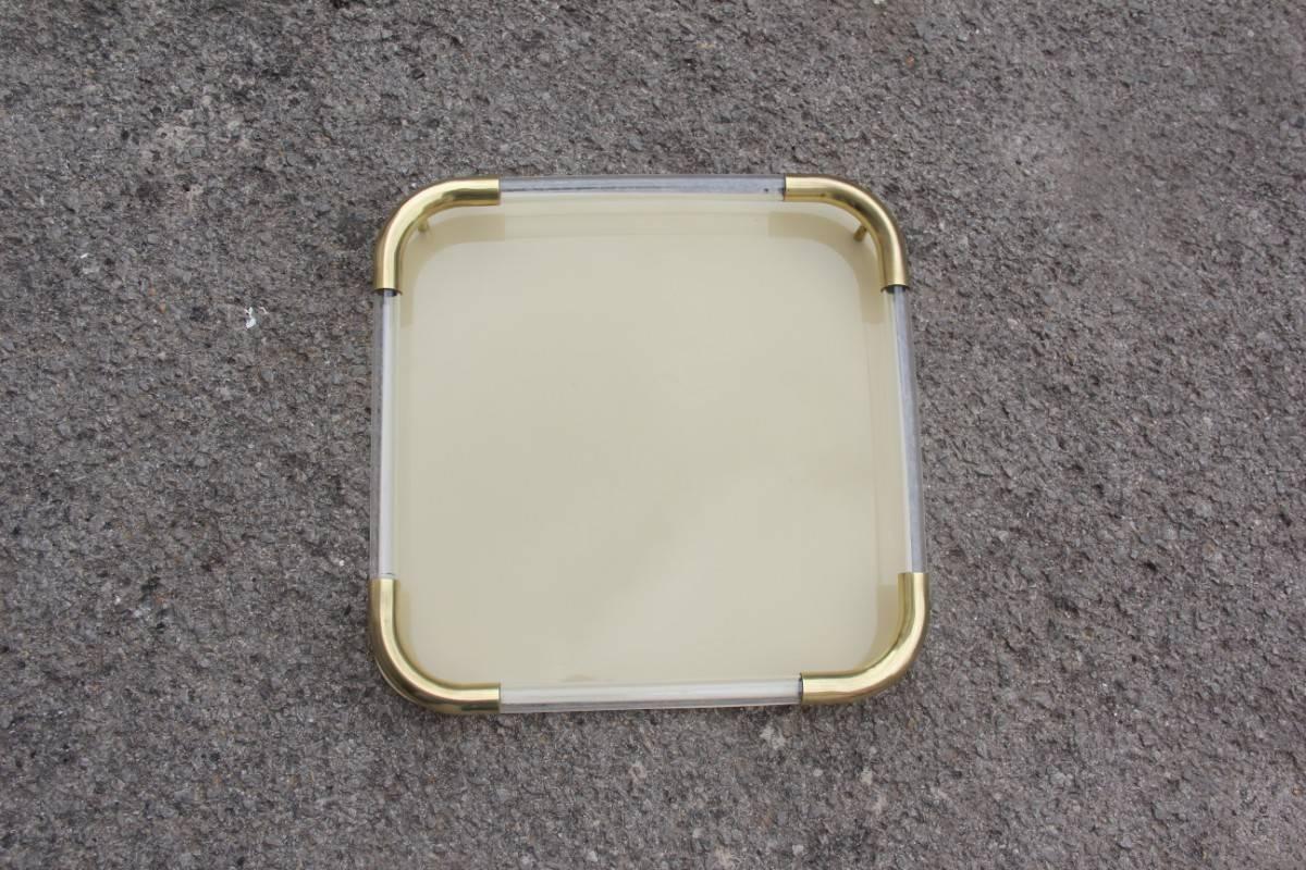 Tray in Brass Resin and Plexiglass 1970s Italian Design In Excellent Condition In Palermo, Sicily