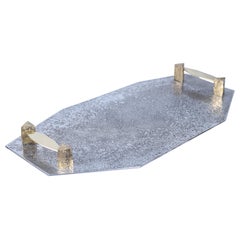 Tray in Etched Aluminium and Brass Gemini by Arriau