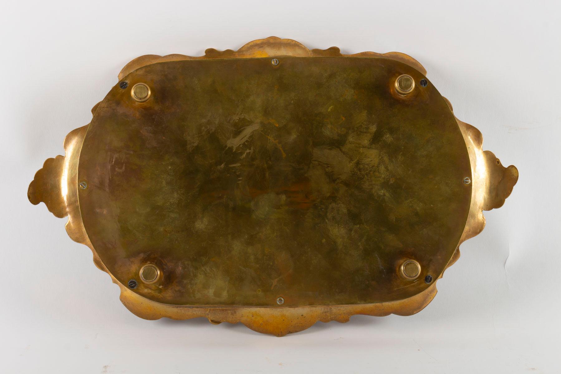 19th Century Tray in Partitioned Bronze, Rich Decoration, Central Tray in Porcelain, Napoleon