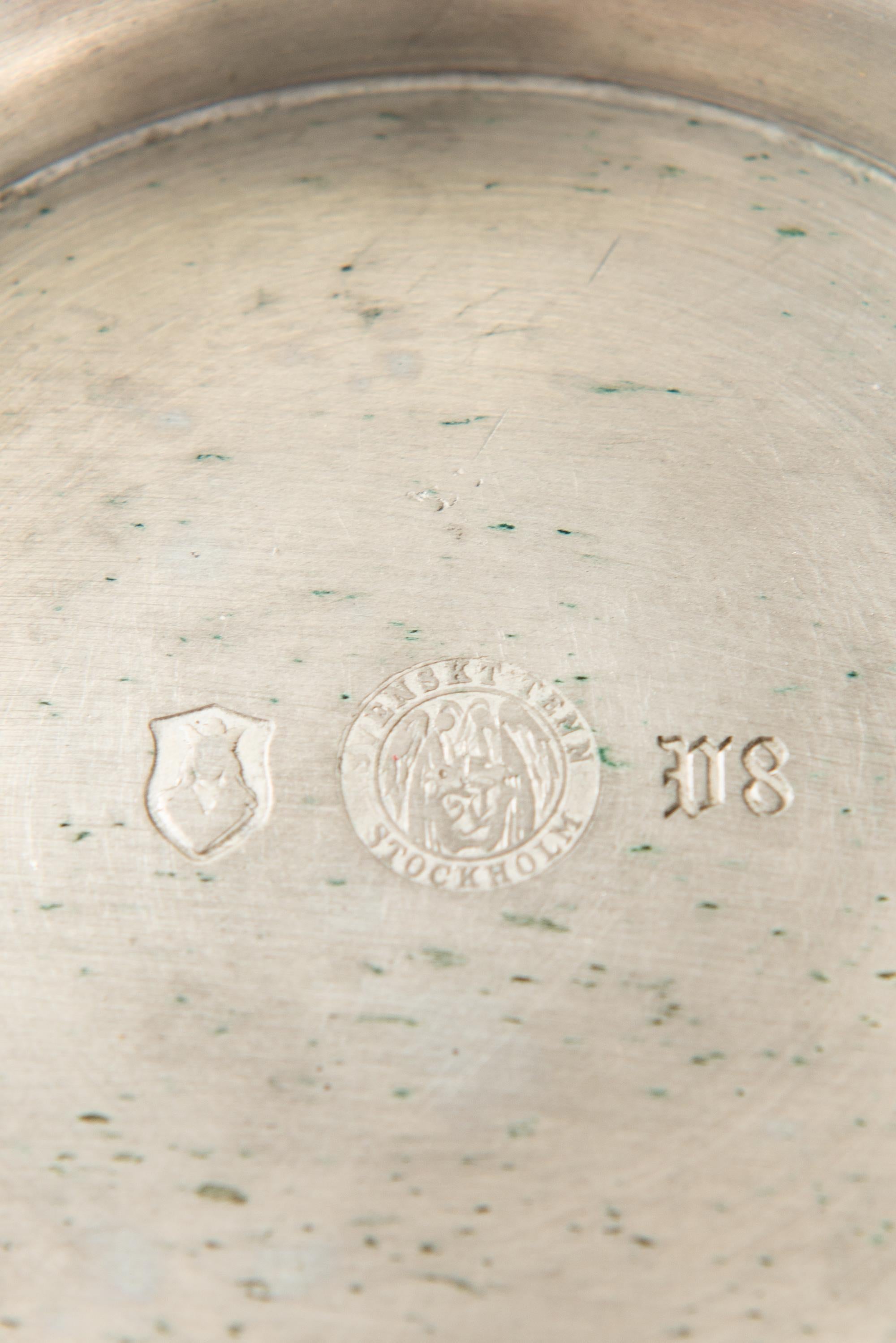 Scandinavian Modern Tray in Pewter and Brass Produced by Svenskt Tenn in Sweden