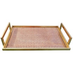 Tray in Rattan and Brass, Italy