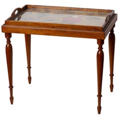 Tray Little Table with a Red Parrot, Signed, Deco Period