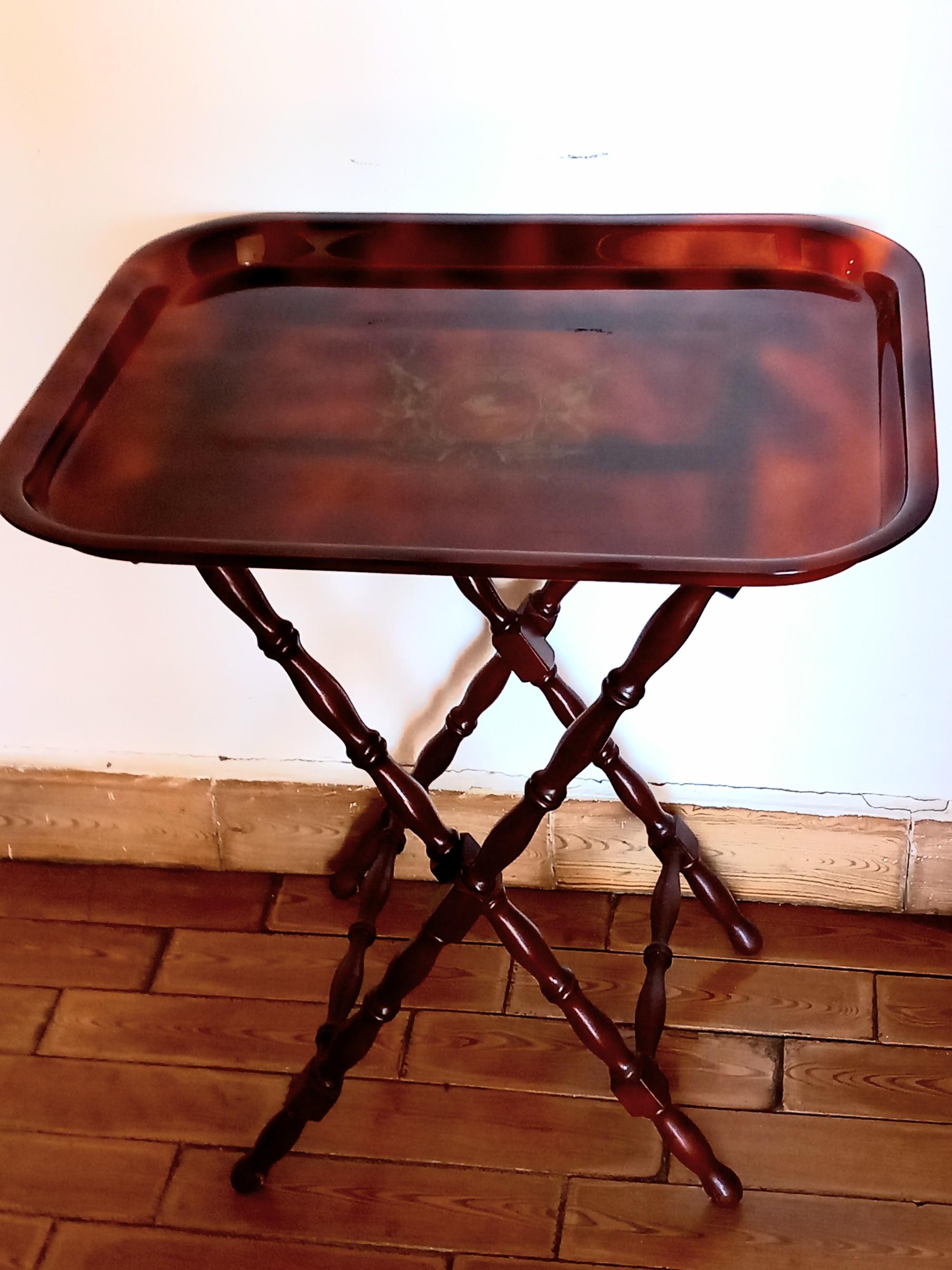 Tray Methacrylate Turtle Shell Design, with Folding Legs Valenti Barcelona For Sale 1