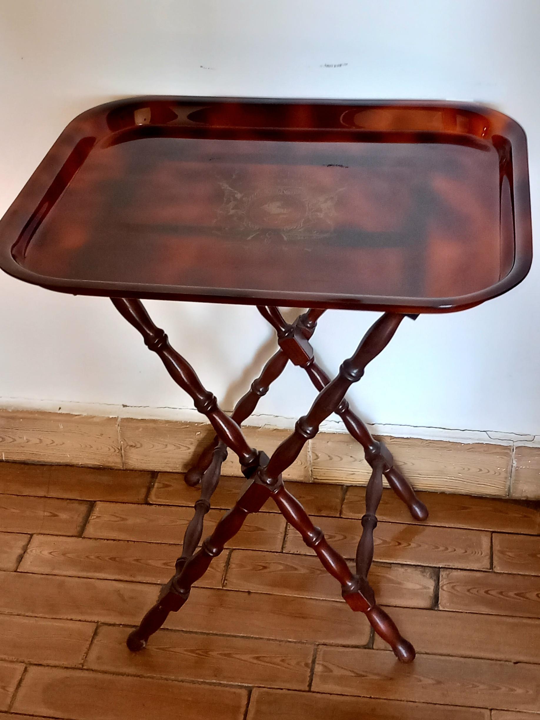 Tray Methacrylate Turtle Shell Design, with Folding Legs Valenti Barcelona For Sale 2
