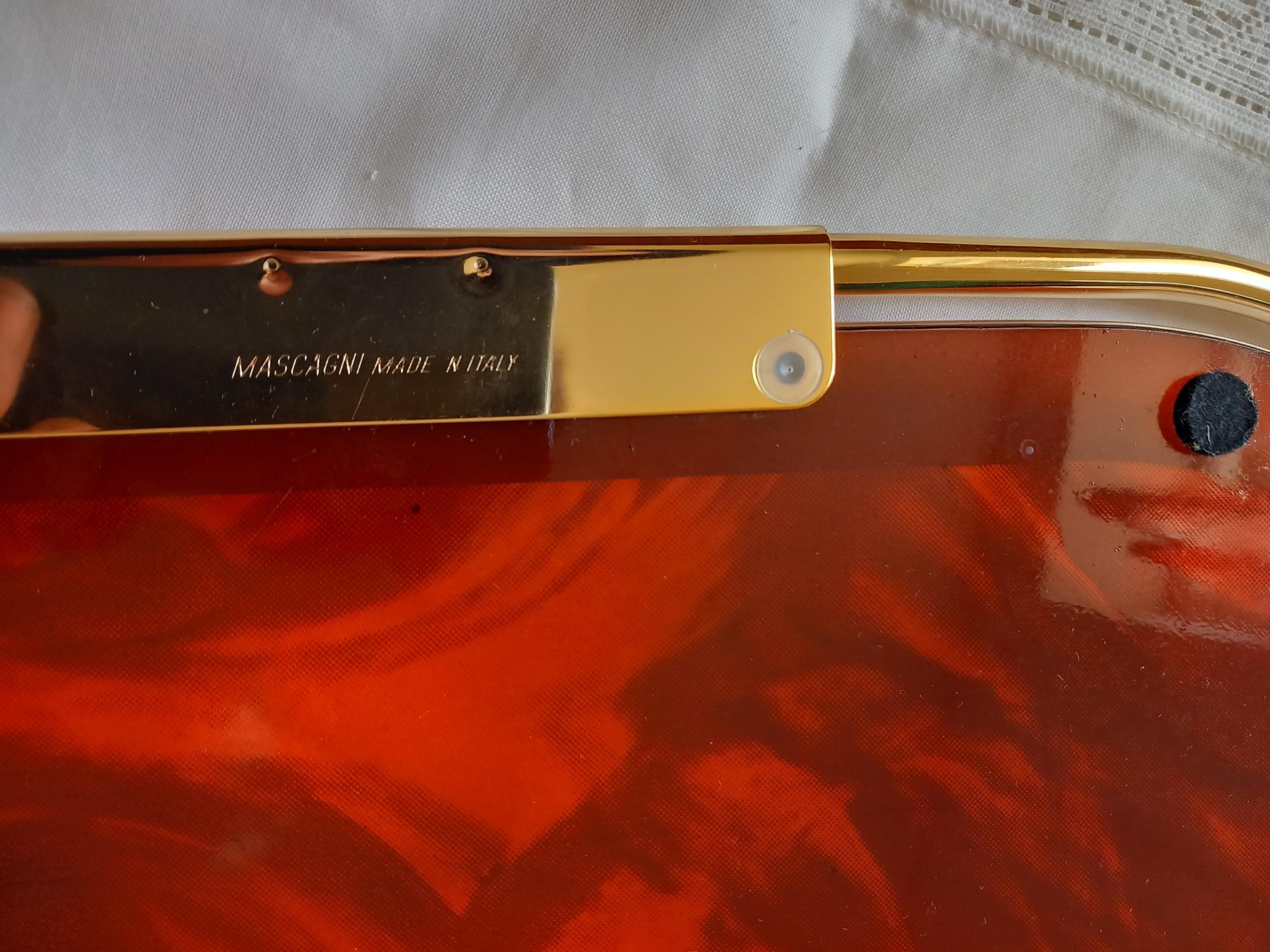 Tray Midcentury Brass and Lucite 'Acrylic' Mascagni  tray, Italy For Sale 6
