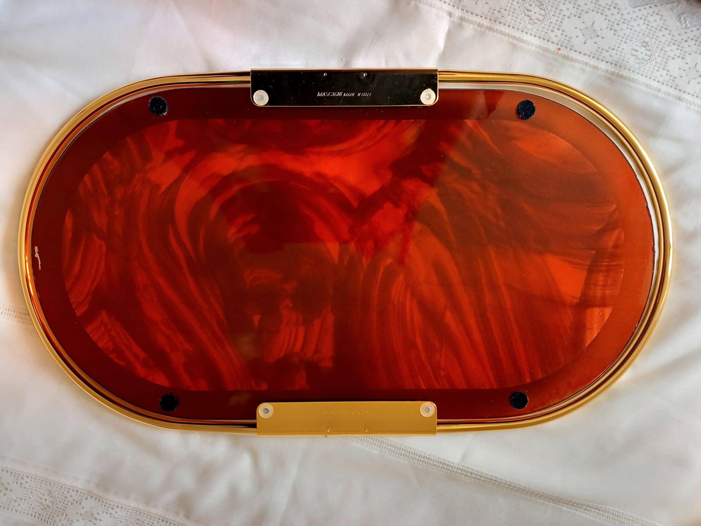Tray Midcentury Brass and Lucite 'Acrylic' Mascagni  tray, Italy For Sale 10