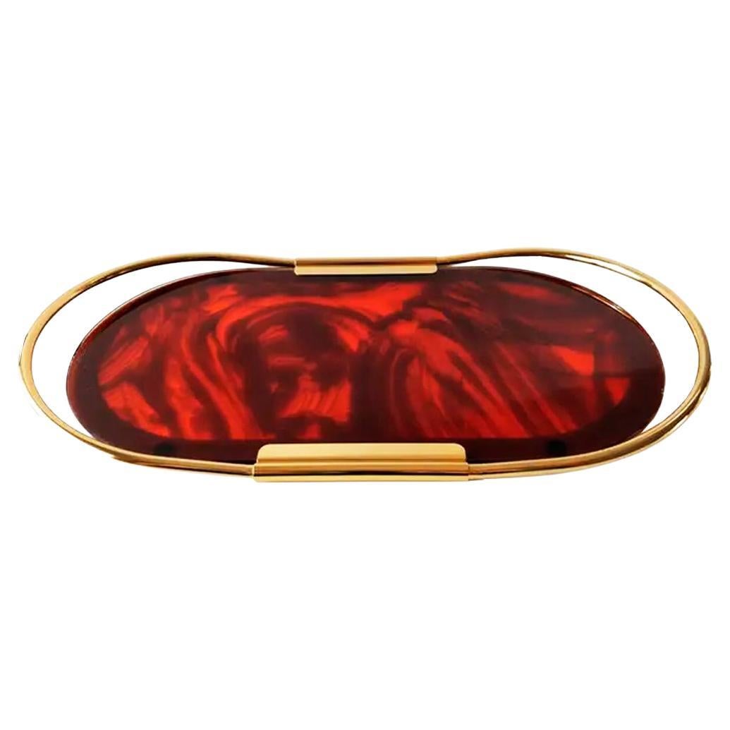 Tray Midcentury Brass and Lucite 'Acrylic' Mascagni  tray, Italy