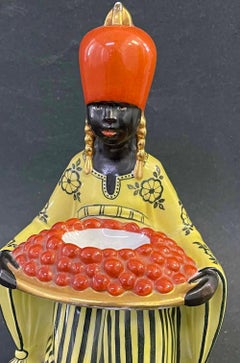 "Tray of Oranges", Rare Art Deco Perfume Warmer w/ North African Figure