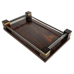 Tray or Platter in Wood, and Metal, Art Deco Period, Small Size, France, 1940
