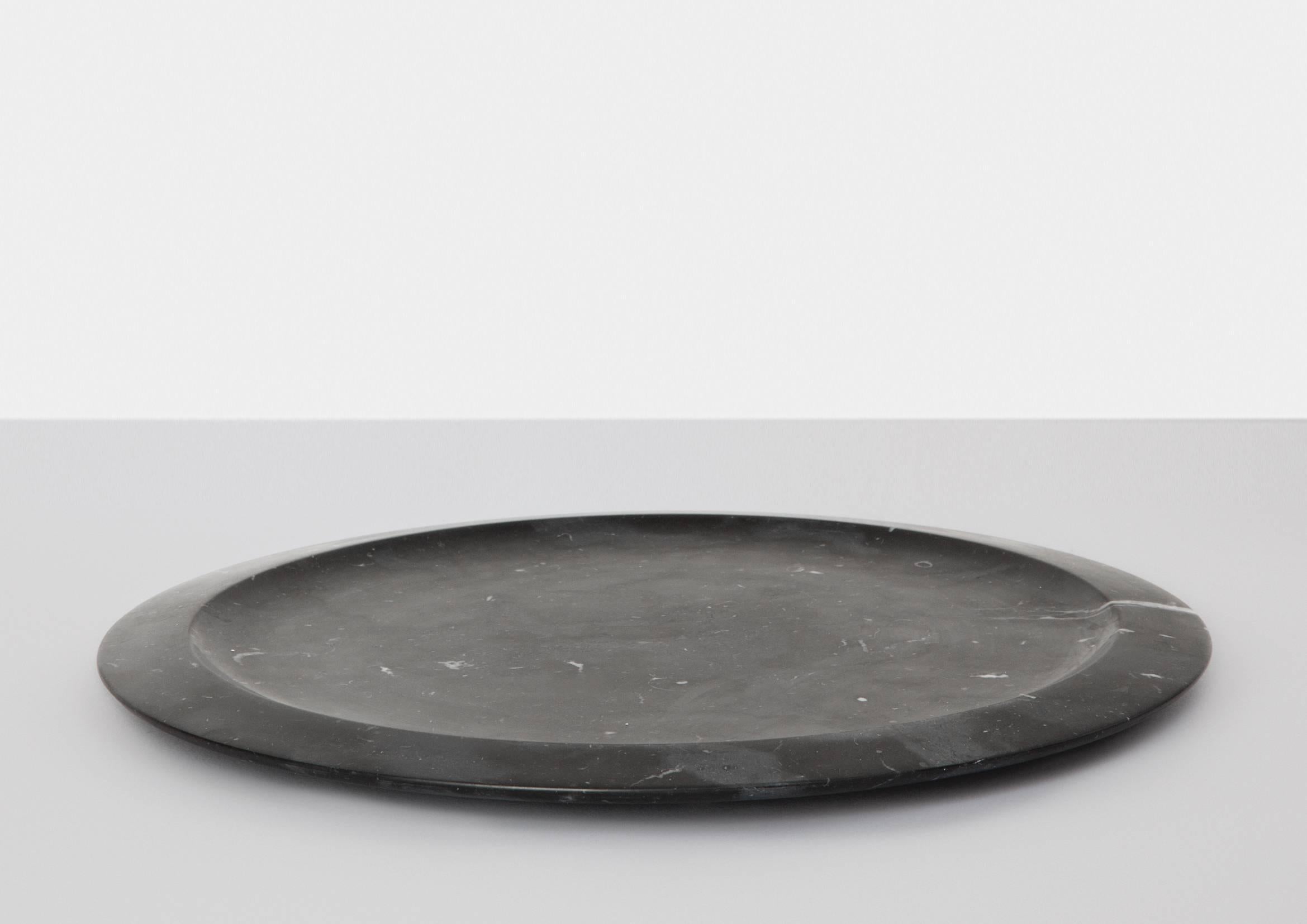 Italian New Modern Tray in Black Marquina Marble, Creator Colominas Stock For Sale