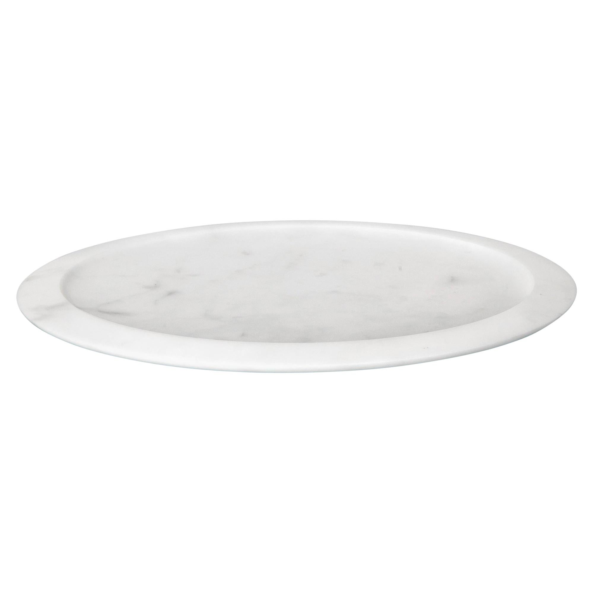 Plateau de service ou plateau en marbre blanc de Colominas, Italie, en stock en vente