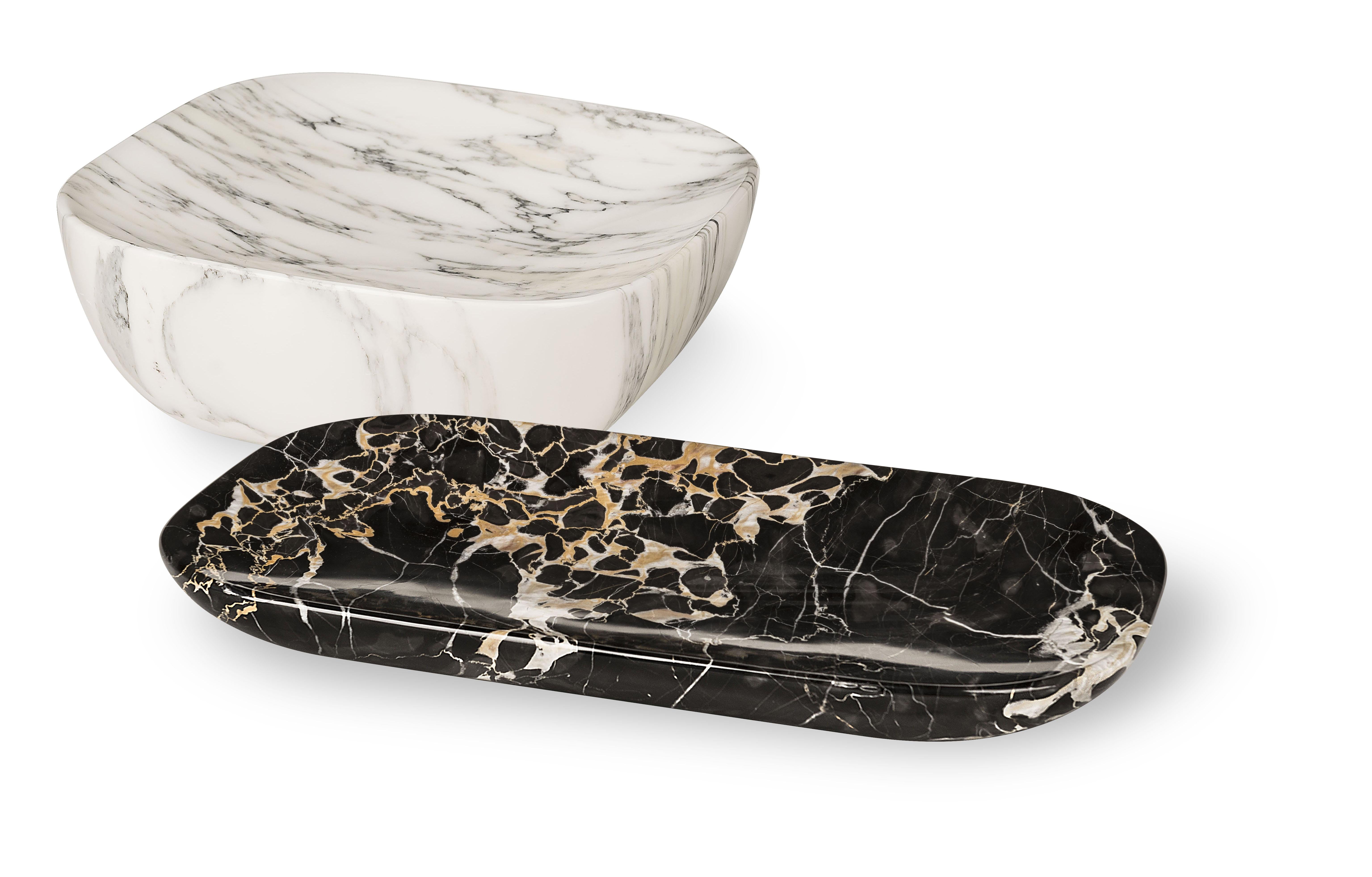 Modern Tray Pebble, in Marble Portoro, Italy For Sale