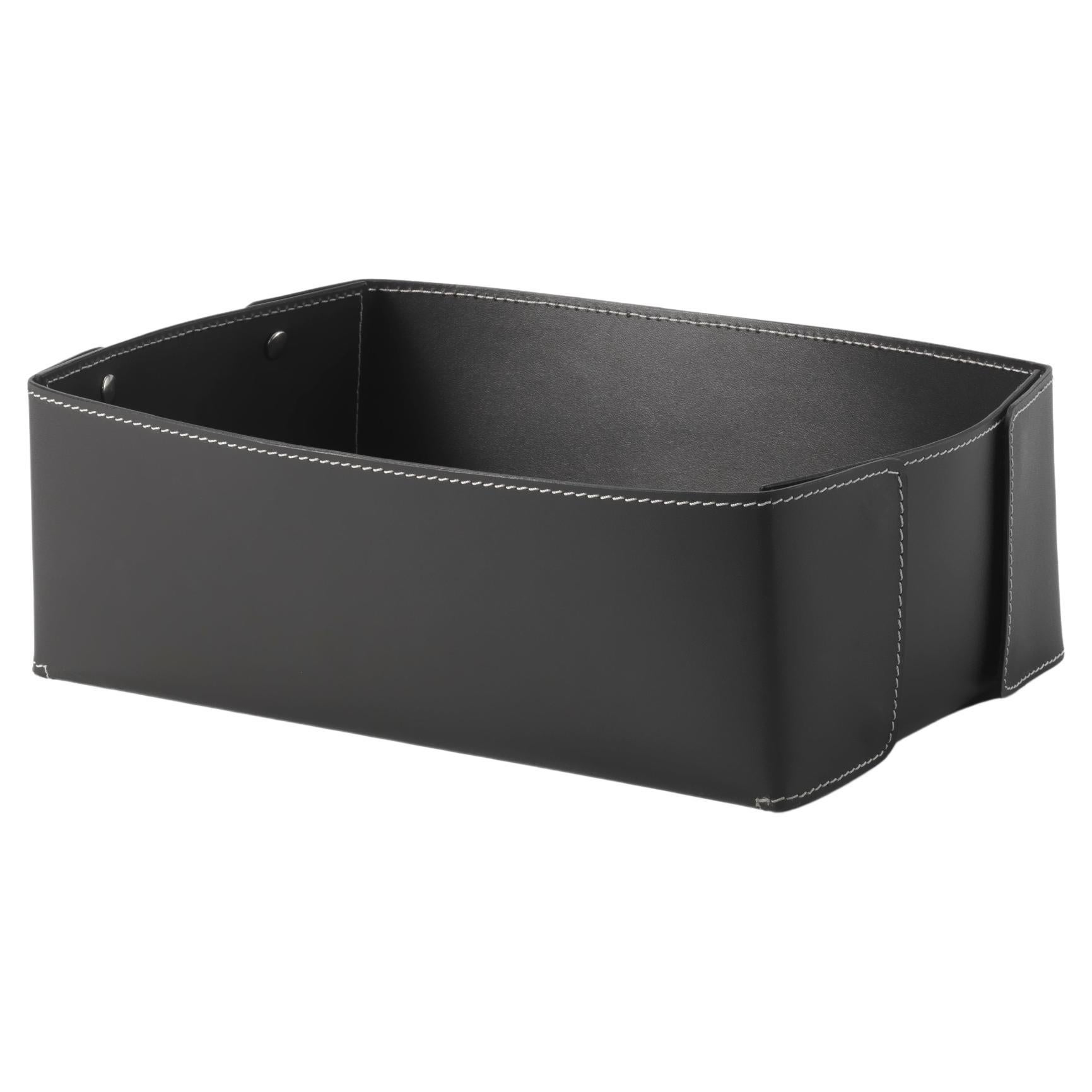 Tray scatolo in cuoio con bottoni a pressione, ottimo separatore negli armadi