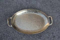 Tray Solid Brass Hammered Italian Design with Handles, 1970 Gold Italian Design